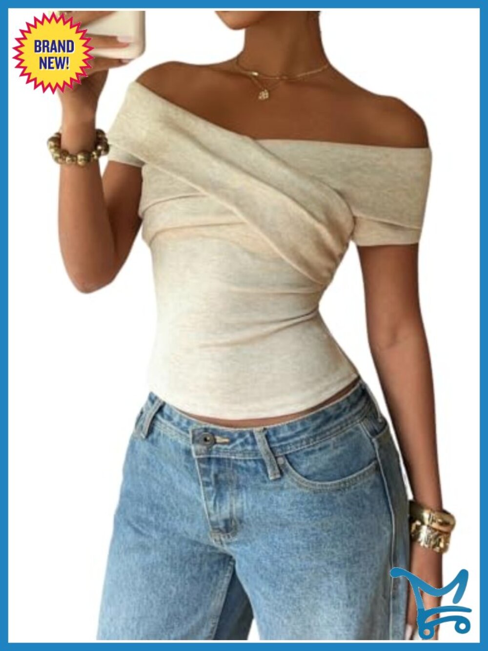 Off Shoulder Crisscross Wrap Top Short Sleeve Slim Fit Going Out